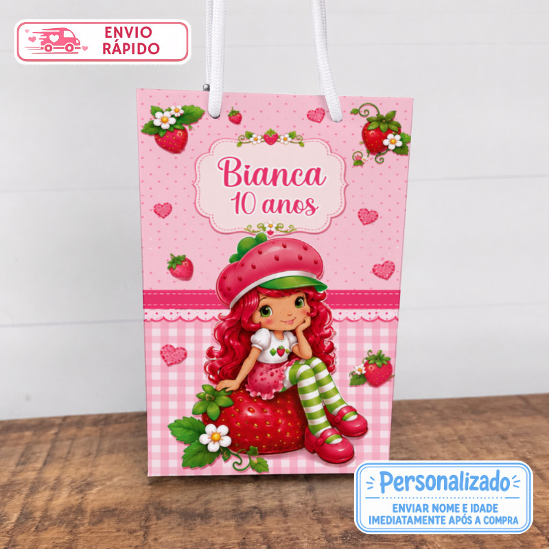 Sacolinha Personalizada Moranguinho Lembrancinhas Festa Aniversário Infantil