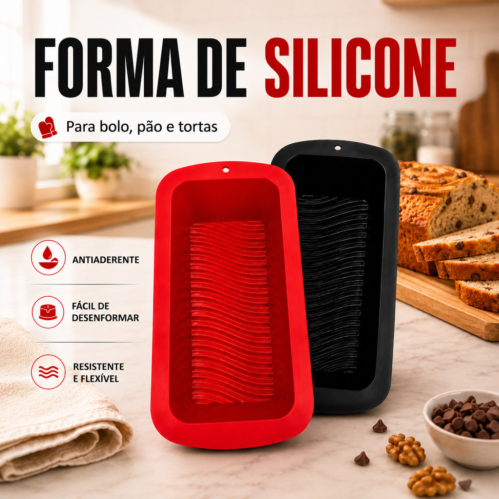 Conjunto Forma para Pão Bolo Inglês Assadeira Retangular Silicone Antiaderente Utensílios De Cozinha