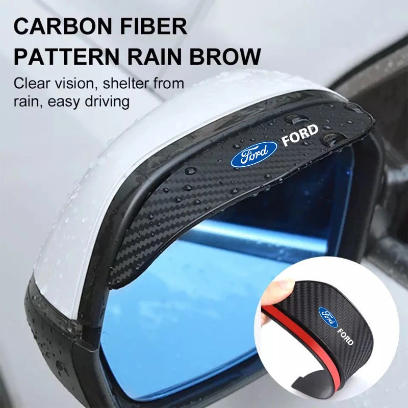 2PCS Car Rearview Mirror Rain Protector Auto Carbon Fiber Rear View Mirror Shield Shade Cover For FORD 3 mk2 mk3 2 monde