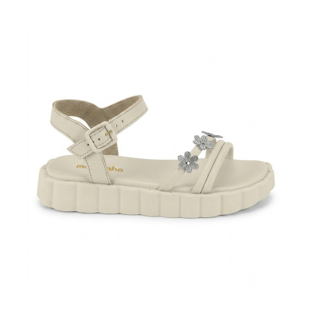 Sandália Infantil Molekinha Tratorada Flores Strass - 2378.104