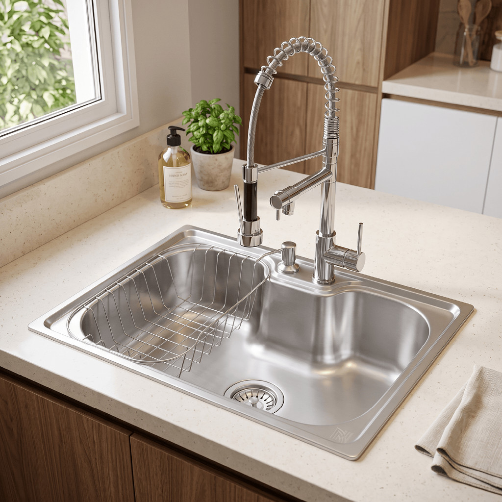 Cuba Gourmet Aço Inox 50x40 Cozinha Com Torneira Spray Monocomando de Bancada Ce