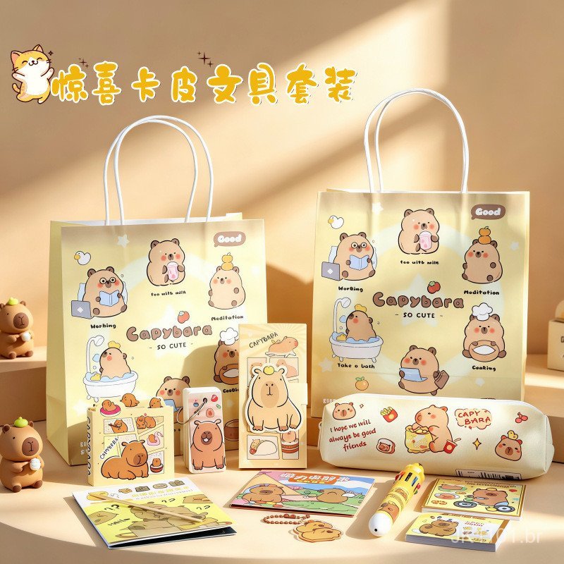 Conjunto de papelaria Capybara, conjunto de presentes de papelaria de alto valor, material escolar prático para estudant