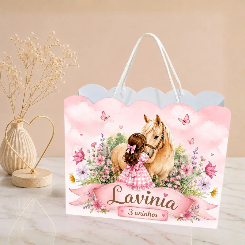 Sacolinha Cowgirl Boiadeira Personalizado | Sacolinha | Mimos | Lembrancinha | Aniversário Jardim PEGUE E MONTE