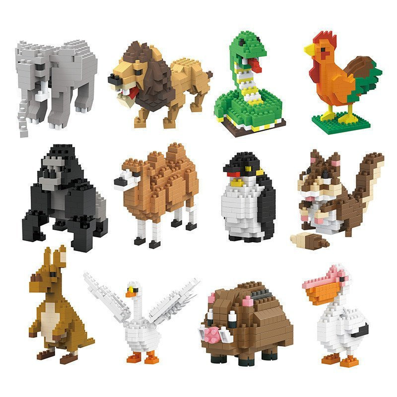 50 tipos ou mais quebra-cabeça montado fazendas de animais/oceano/pássaro modelo ornamentos bloco de construção de partí