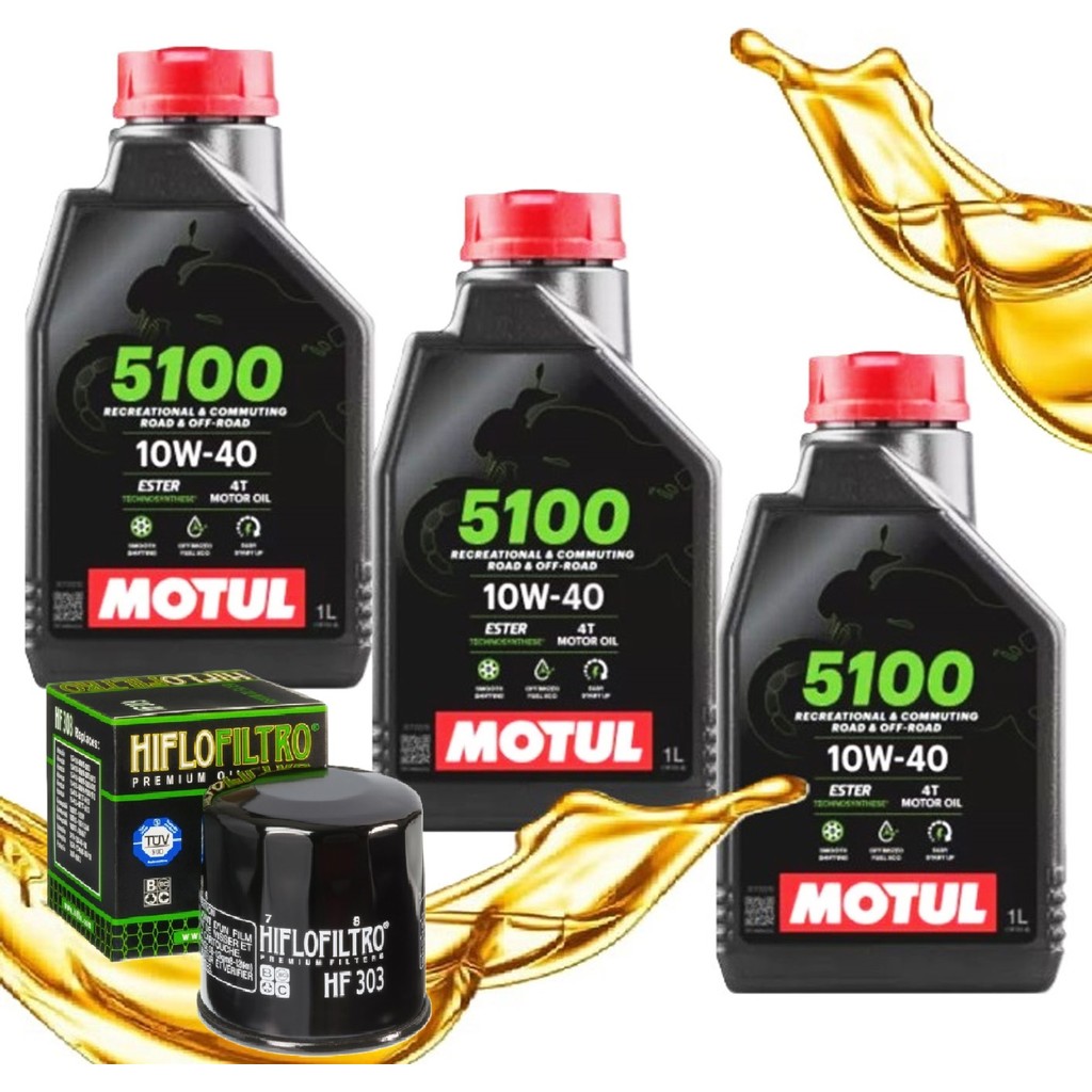 Troca de Óleo para Kawasaki Z300 / Ninja 300 / Z400 Motul 5100 10w40 + Filtro Hiflo