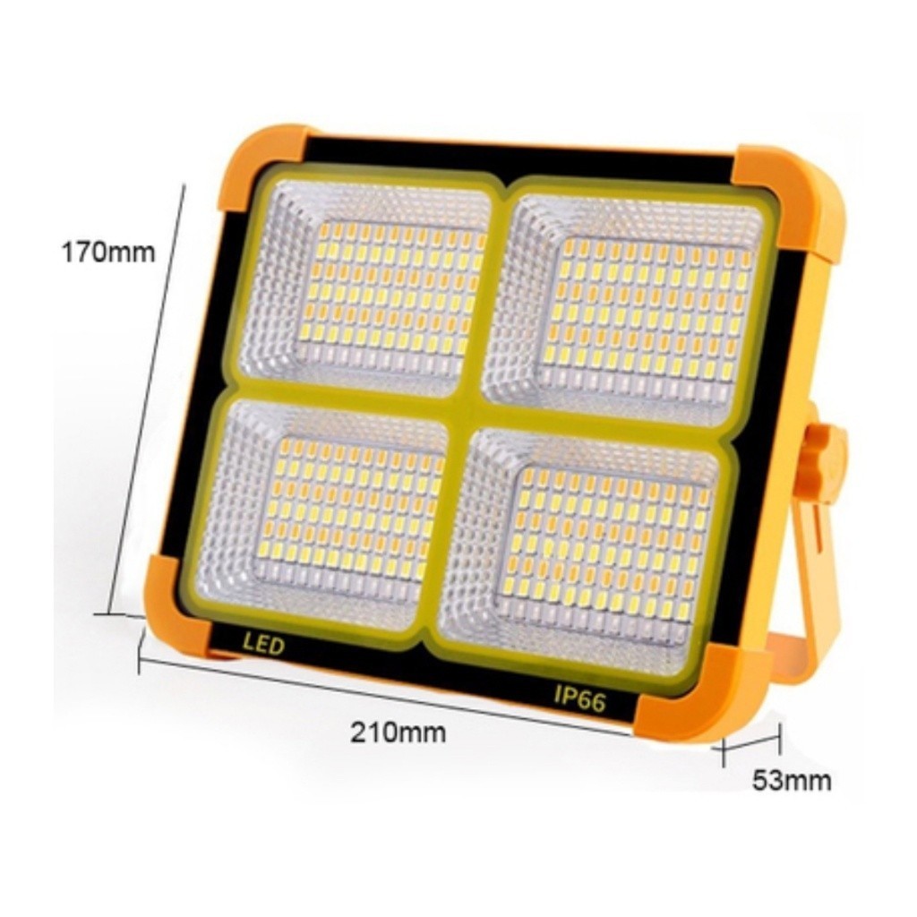 Refletor Solar Portátil 350W LED Recarregável para Uso Externo e Emergências