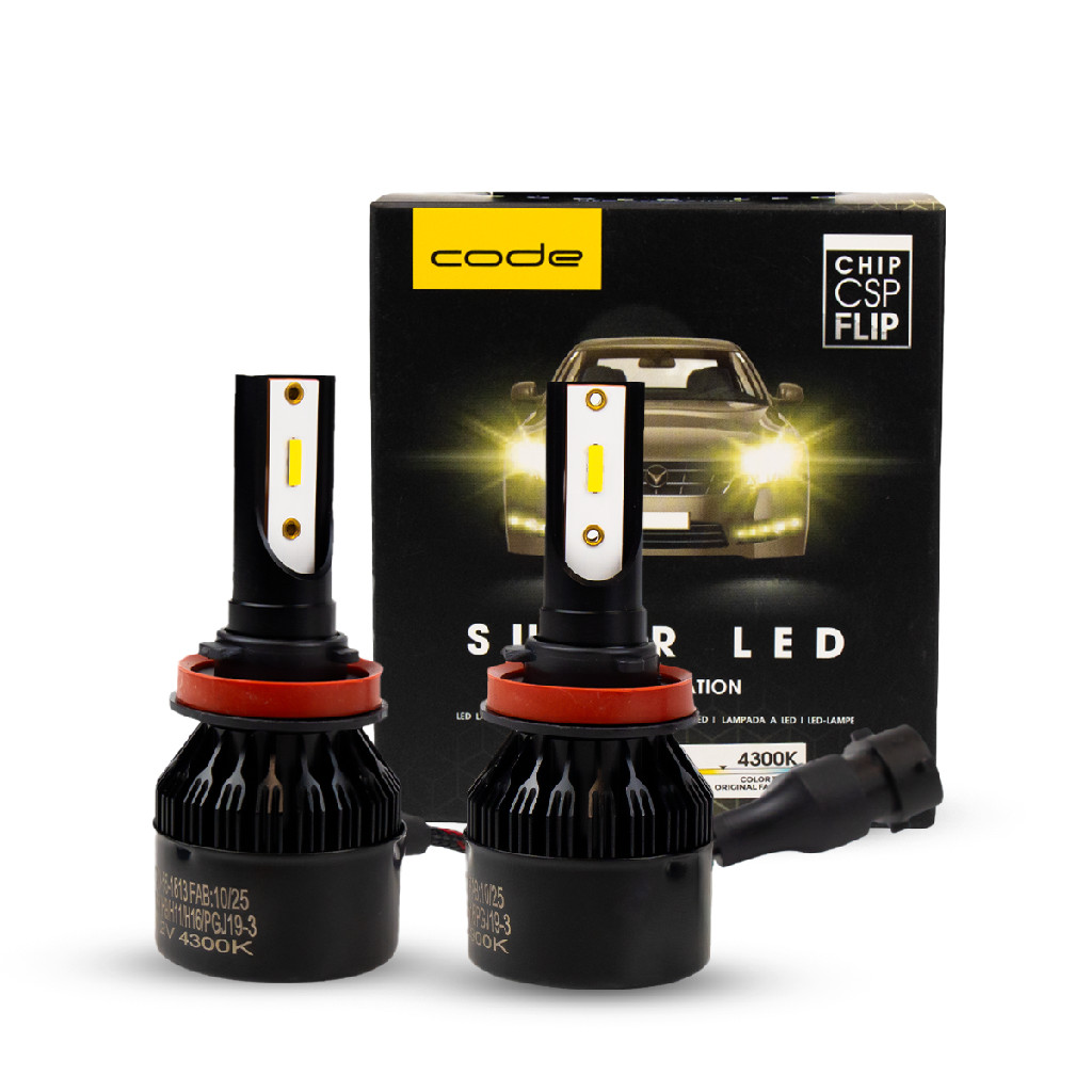Imagem Super Led - 12v 4300k H8/h9/h11/h16 Pgj19-3- Code