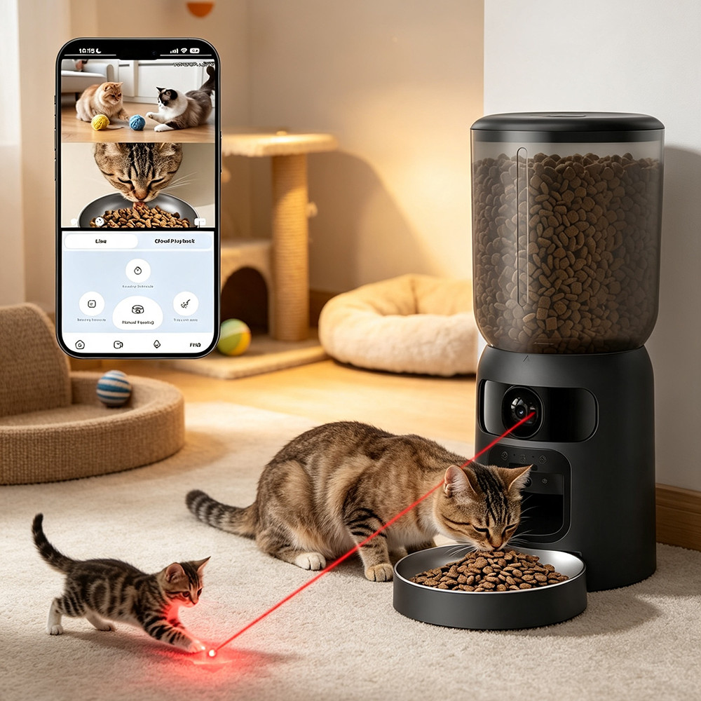 newpet Comedouro Automático Inteligente Pet Alimentador 2.4G/5G Wi-Fi 2K Câmera 6L Tuya App Para Cães Gatos Bivolt
