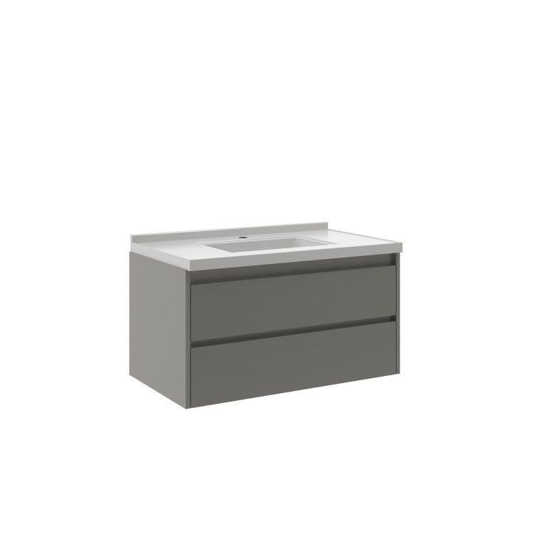 Gabinete para Banheiro 80cm Maresias Cimento/Cimento
