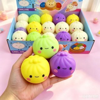 squishy Pão cozido no vapor pitada música Macaron cor descompressão brinquedo mistério caixa descompressão pitada música