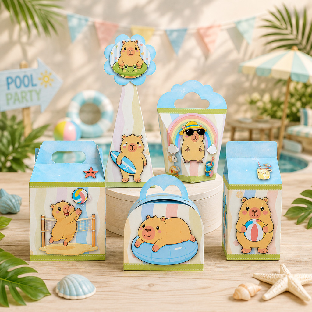 Kit Festa Capivara | Lembrancinhas Festa Infantil – Caixinhas Aniversário  - Pegue e Monte