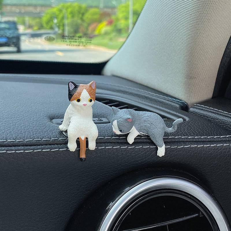 ADS 1/4 Unidades Decoração De Carro Boneca De Gato Dormindo Gatinho Criativo Enfeites De Automóveis Brinquedos Micro Pai