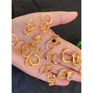 Moda simples areia ouro feminino não-desbotamento orelha fivela coração gordo brincos brilhantes hipoalergênico grosso b
