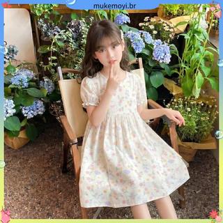 Meninas algodão vestido de seda médio grande crianças saia Floral meninas verão estilo fino crianças saia moda pijamas d