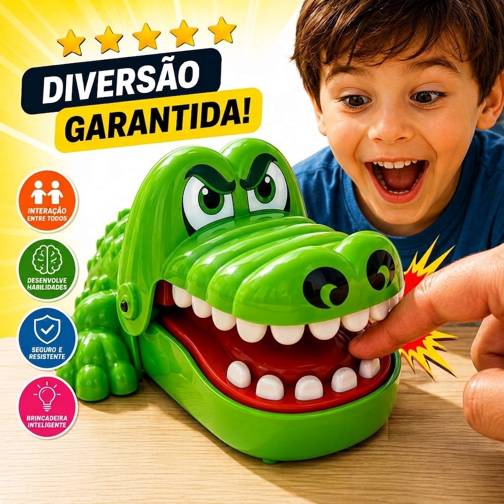 Jogo Jacaré Morde Dedo Crocodilo Dentista Brinquedo Infantil Interativo Divertido De Mesa Crianças Não Usa Pilha