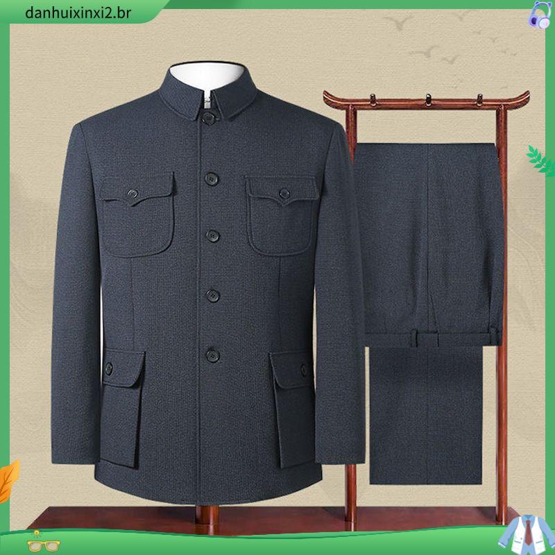 Zhongshan roupas masculinas de meia-idade idosos terno topos jaquetas para idosos roupas étnicas roupas do vovô roupas d