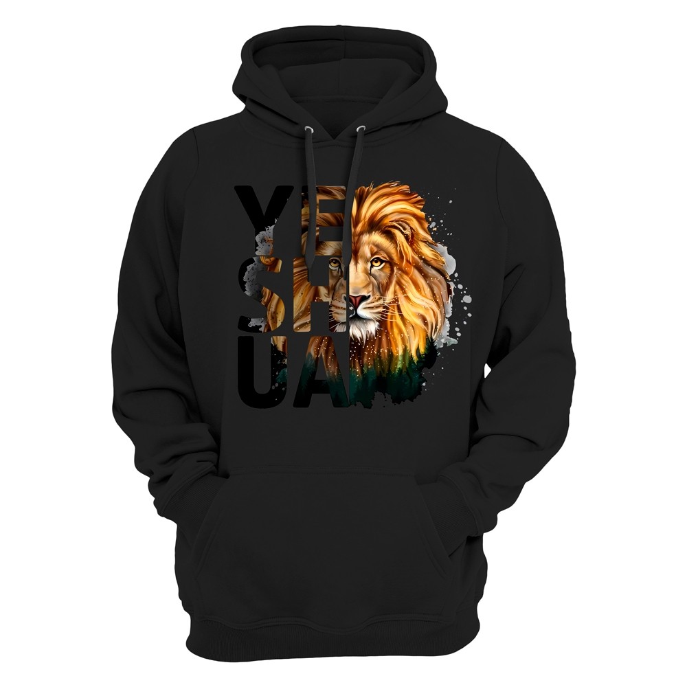 Moletom Canguru Cristão Moletom Unissex Alta Qualidade Estampado YESHUA Leão De Juda Blusa de Frio Religiosa