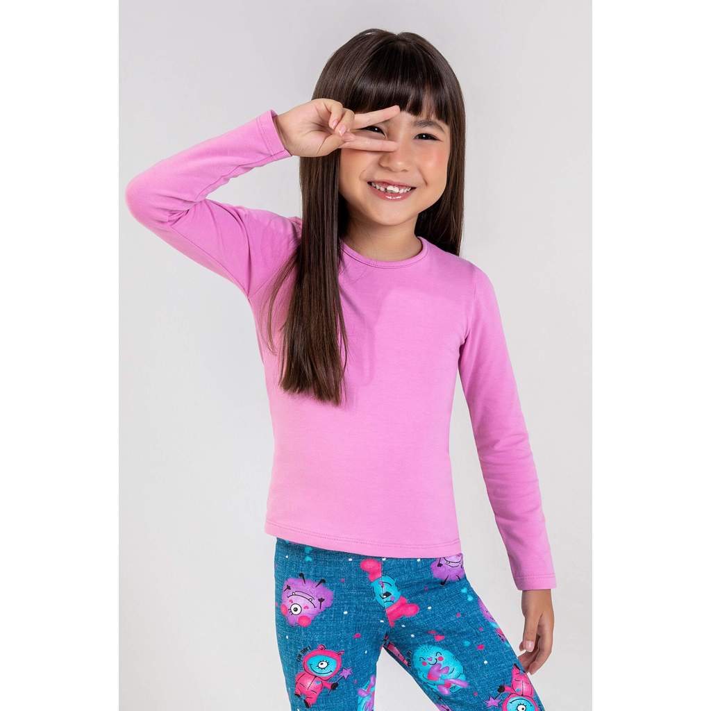 Blusa Infantil Menina Básica Elian Rosa