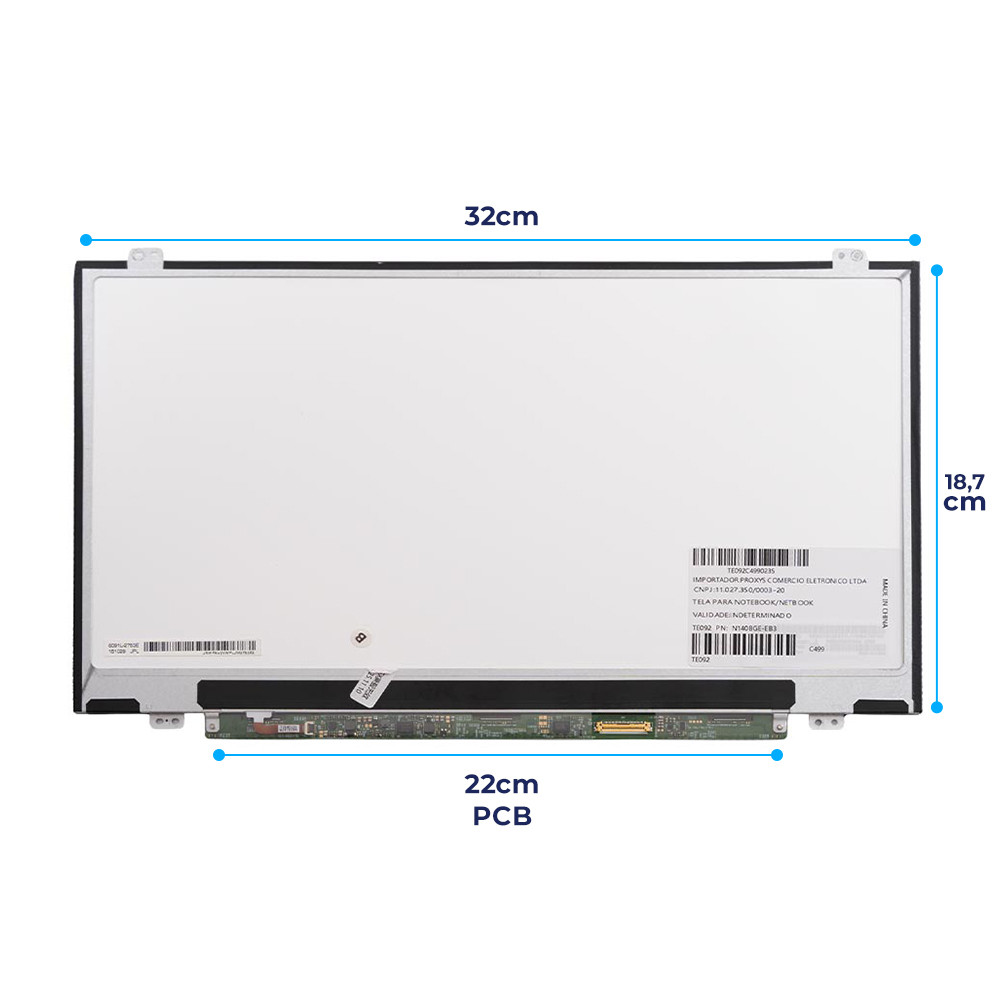 Tela para Notebook Positivo Motion Q464B 14" Brilhante HD 30 Pinos