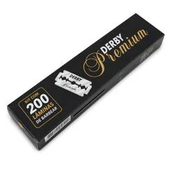 Kit 200 Lâminas De Barbear Derby Premium Tubo 2 Caixa
