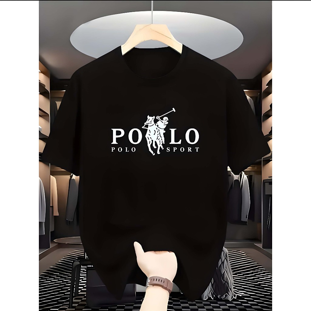 Camiseta Masculina Oversized Preta Algodão Estampa Esportiva Streetwear Moderna Casual Manga Curta