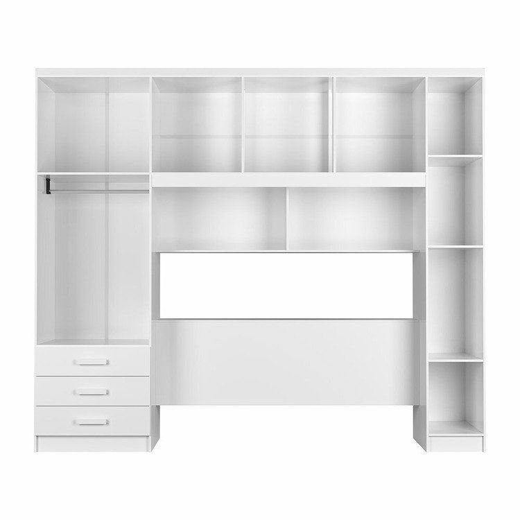 Guarda-Roupa Casal com Cabeceira 6 Portas 3 Gavetas Top Cancun Yescasa Branco Branco · foto 2