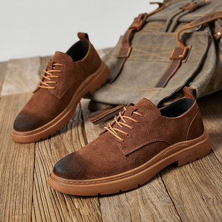 Sapatos de camurça masculinos 2026 outono novo estilo juventude sapatos de couro casuais homens Nubuck couro Retro baixo