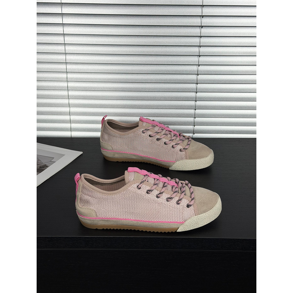 Verão baixo-Top Retro malha rosa tênis feminino 2026 novos sapatos femininos respirável sapatos de malha fina sapatos br