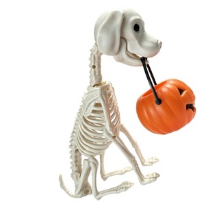Decorações De Varanda De Halloween , Estatueta De Cachorro Esqueleto Independente De Plástico Com Tigela De Doces De Abó