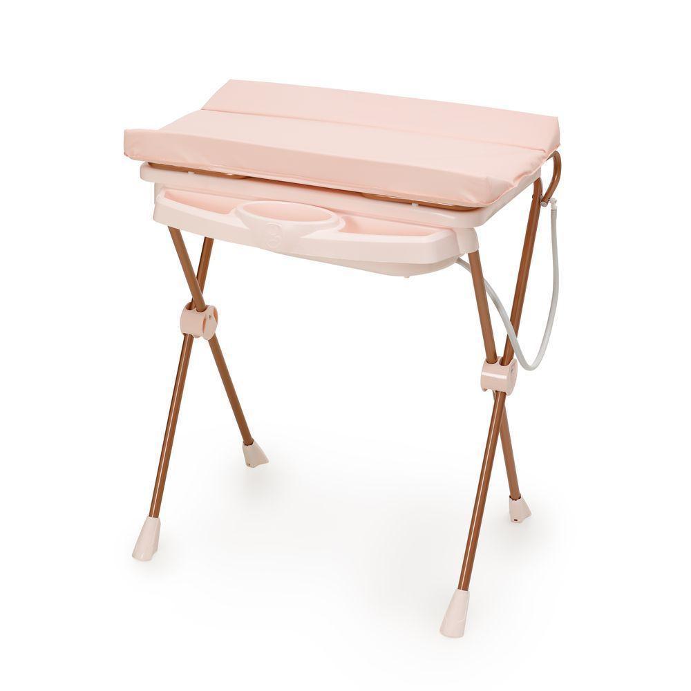 Banheira de Bebê Plástica Galzerano Classic 7045 com Trocador e Suporte Rosê