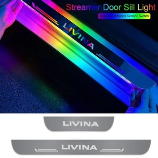 Acrílico Carro Dianteiro Traseiro Limiar Streamer Luz Para Nissan Livina Carregamento USB LED Pedal De Boas-Vindas Camin