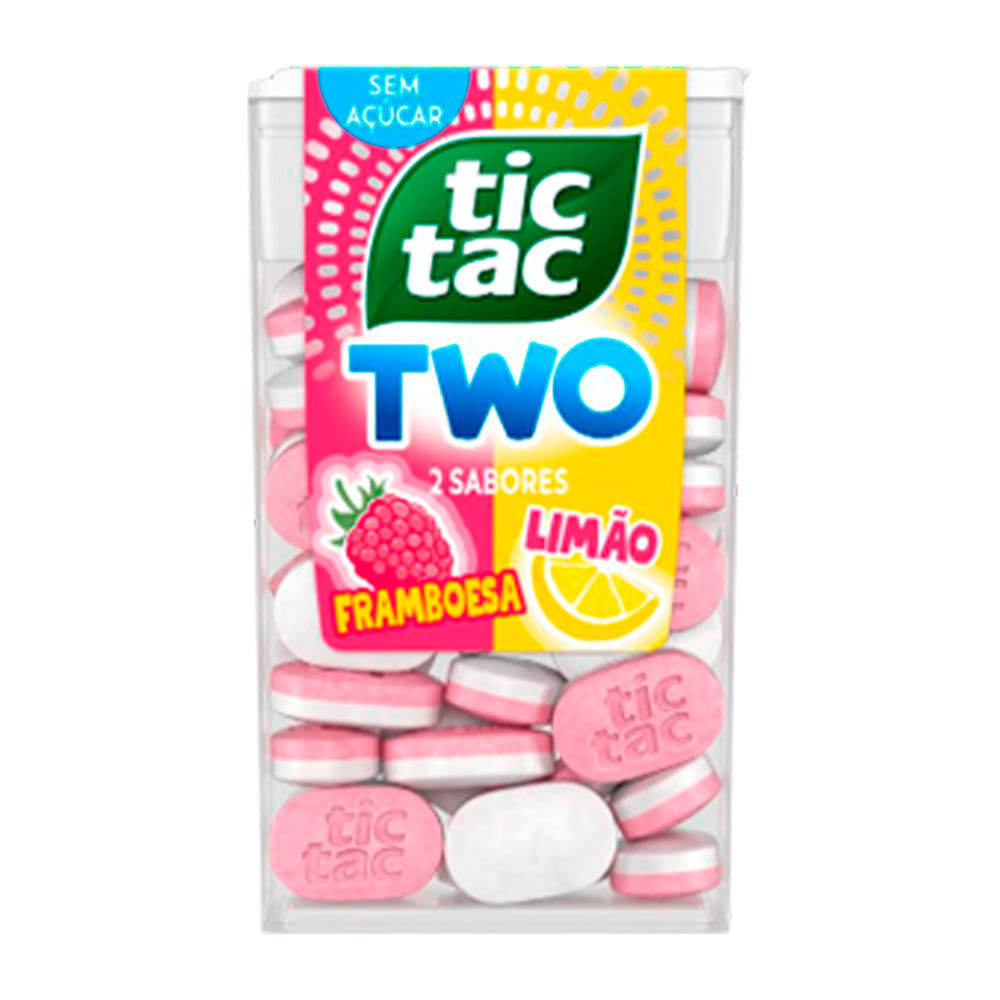 Pastilha Tic Tac Two 2 Sabores Framboesa e Limão Sem Açúcar 38,5g