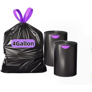 Sacos de lixo multiuso de 4 galões, design com cordão, extra duráveis e sem cheiro, espessura de 1 mil, ideais para casa