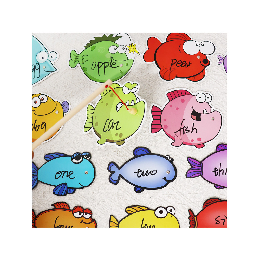 Jogo de pesca regravável cartão de alfabetização palavra Flash cartão crianças vara de pesca jardim de infância inglês s