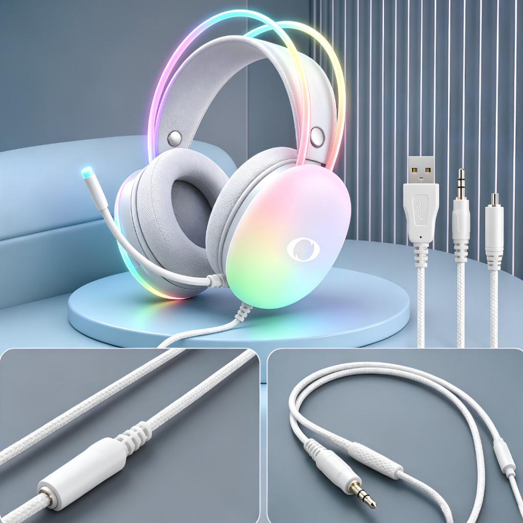 Headset Gamer RGB Onistek ON-FN635 Driver 50mm Microfone Flexível USB e P2 3.5mm