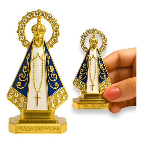 Kit 12 Imagem P/ Painel De Carro N.s Aparecida Dourada Dupla Nossa Senhora Aparecida