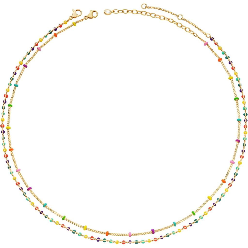 Colares de Pérolas MTMY para Mulheres, Banhados a Ouro 14K, Delicados e Coloridos, Colar Choker de Pérolas Verde/Rosa, C