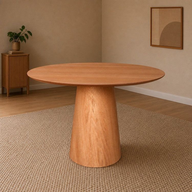 Mesa de Jantar Redonda Laminado em Madeira 90cm Cairo Marrom Madeira