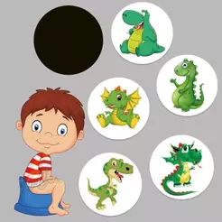 DOREEN1 Adesivo De Mudança De Cor Do Vaso Sanitário 5pcs Dinossauro Adormecido Treinamento