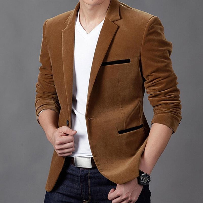 Blazer Casual Slim de Veludo para Homens VRPK