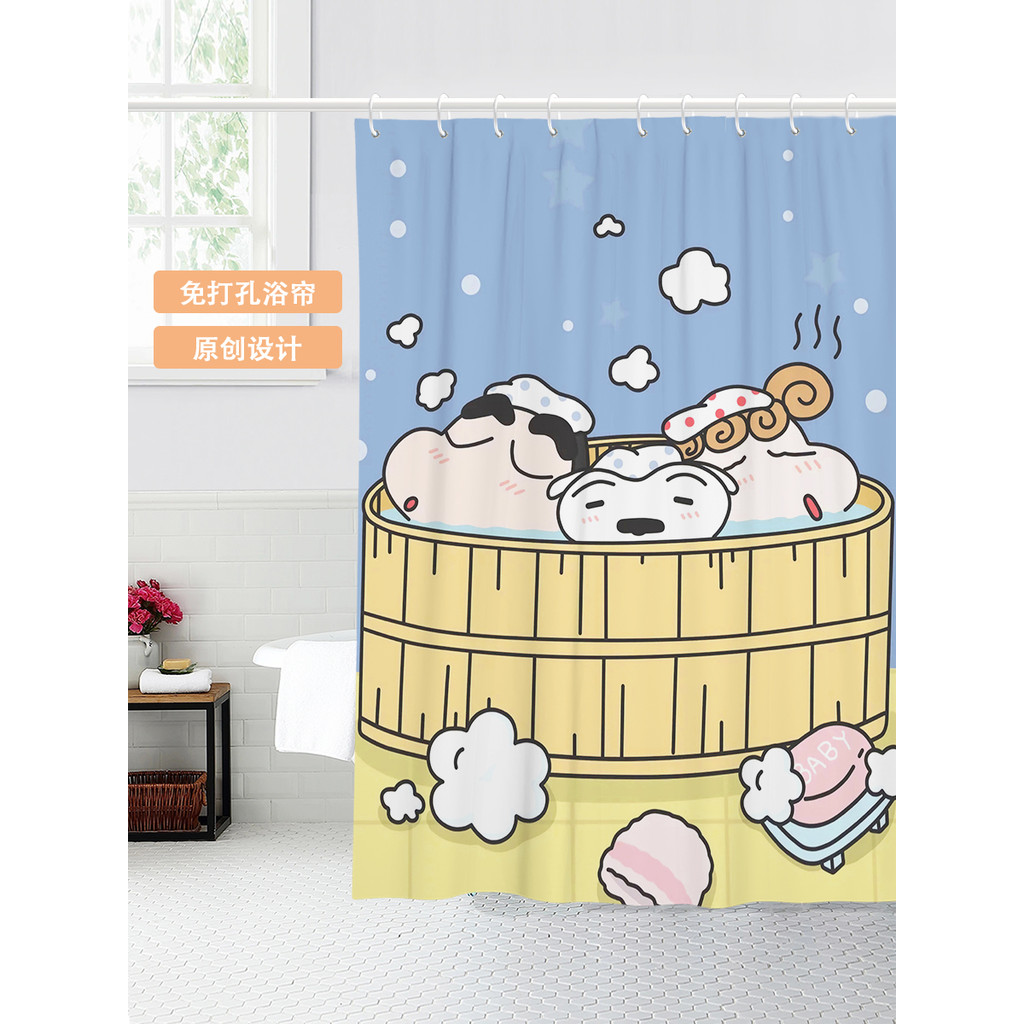 Estilo japonês Crayon Shin-Chan dos desenhos animados Anime cortina de chuveiro à prova dwaterproof água banheiro chuvei