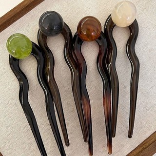 Miçangas de gelatina de coco~Grampo de cabelo em forma de U com miçangas simples vintage para mulheres, acessório de pen