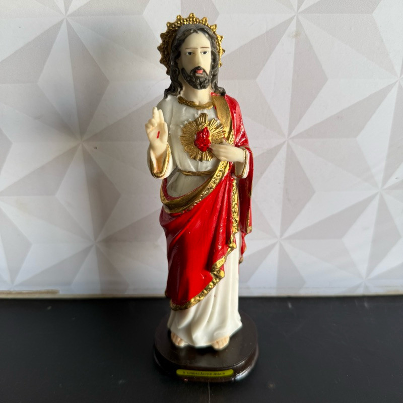 Sagrado Coração de Jesus Imagem Resina Religiosa Decorativa Fé Presente Católico Casa Altar Oratório Proteção Espiritual