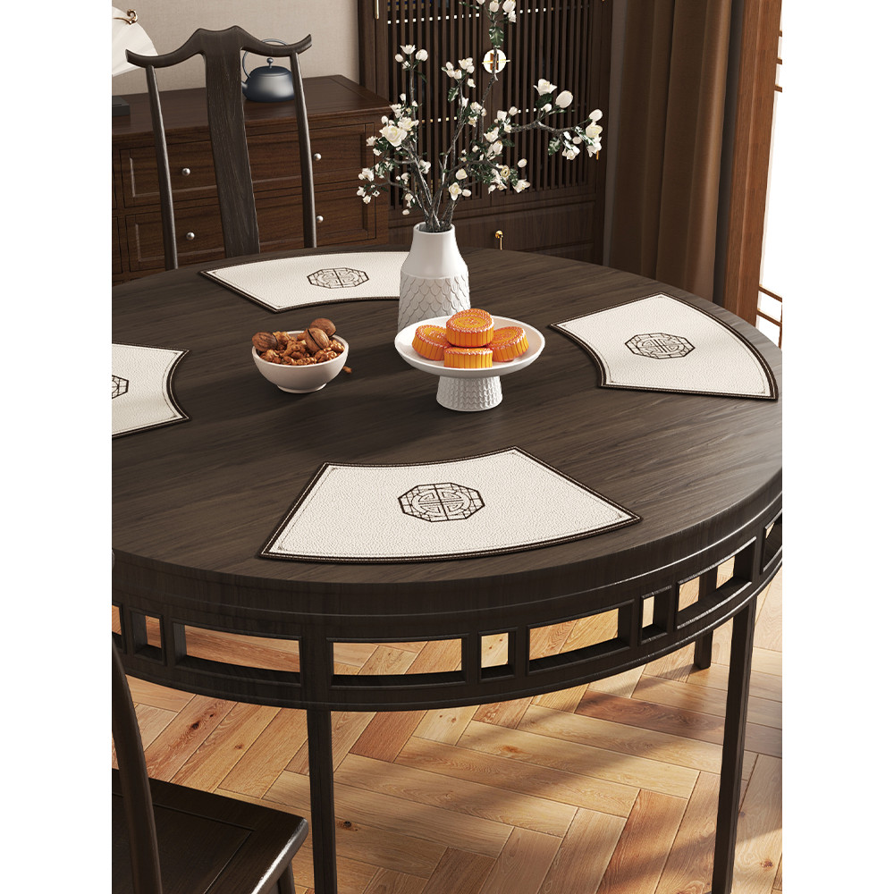 Novo estilo chinês mesa redonda em forma de leque Placemat impermeável à prova de óleo Anti-escaldante resistente a alta