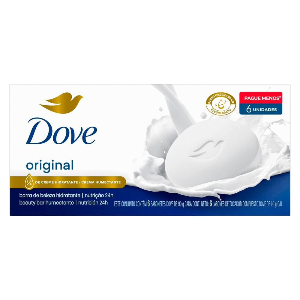 Sabonete em Barra Dove Original com 6 Unidades de 90g cada Leve Mais Por Menos