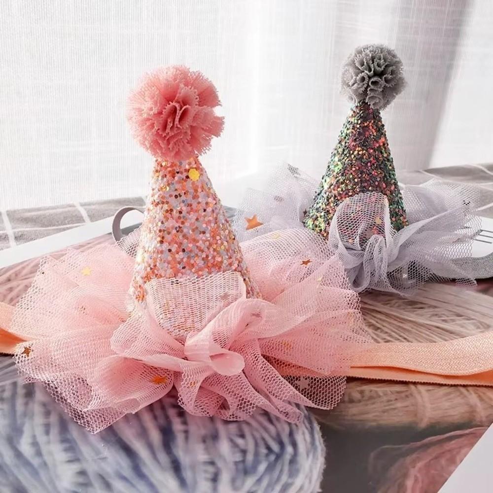 Chapéu De Aniversário, Acessórios De Cabelo Com Glitter , Faixa De Cabeça De Renda , Prendedor Colorido , Estrela