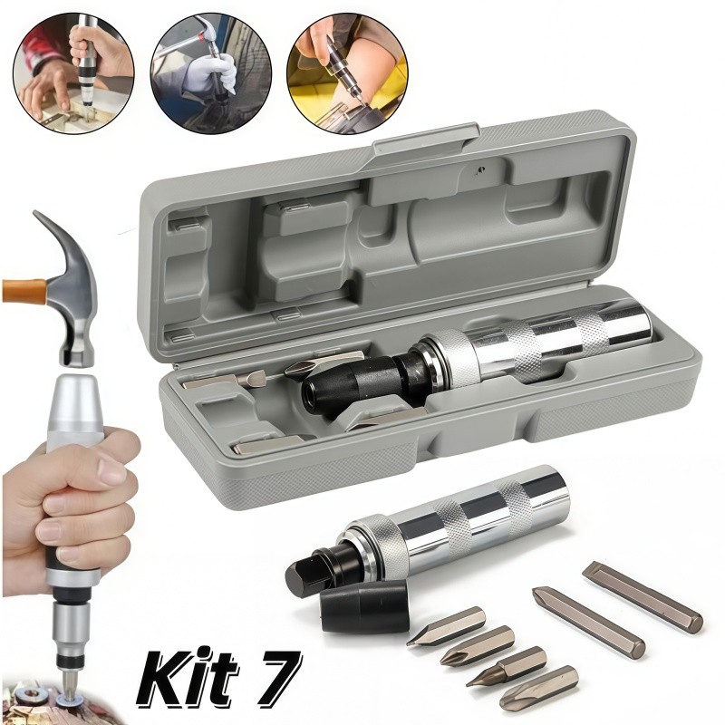Kit Ferramenta Impacto Chave Manual 7 Peças Alta Dureza Para Reparos Automotivos e Domésticos