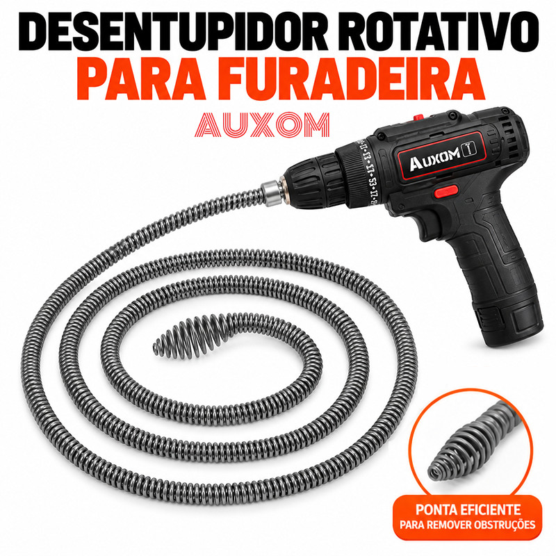 Desentupidor Rotativo para Furadeira Mola Flexível para Desentupir Canos Ralos e Esgoto