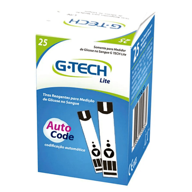 Tiras Reagentes para Medição de Glicose G-Tech Lite 25 unidades
