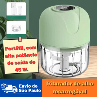 Triturador De Alho Elétrico 45W USB Recarregável Fácil Limpeza Aço Inox